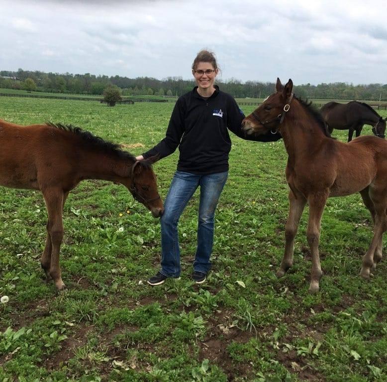 Morgan Pyles with two foals