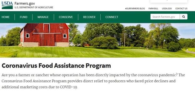 Screenshot of the USDA's Farmers.gov site