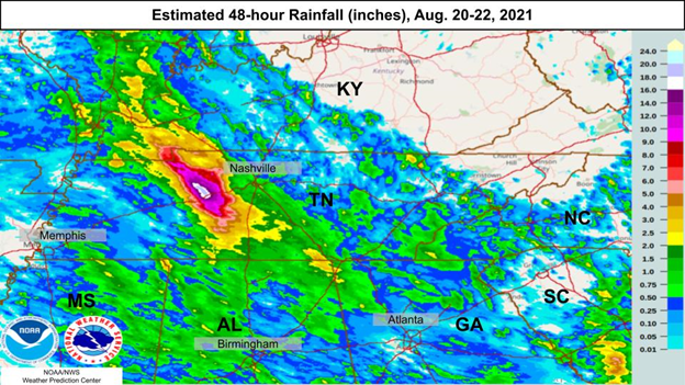 Estimated 48-hour Rainfall (inches)