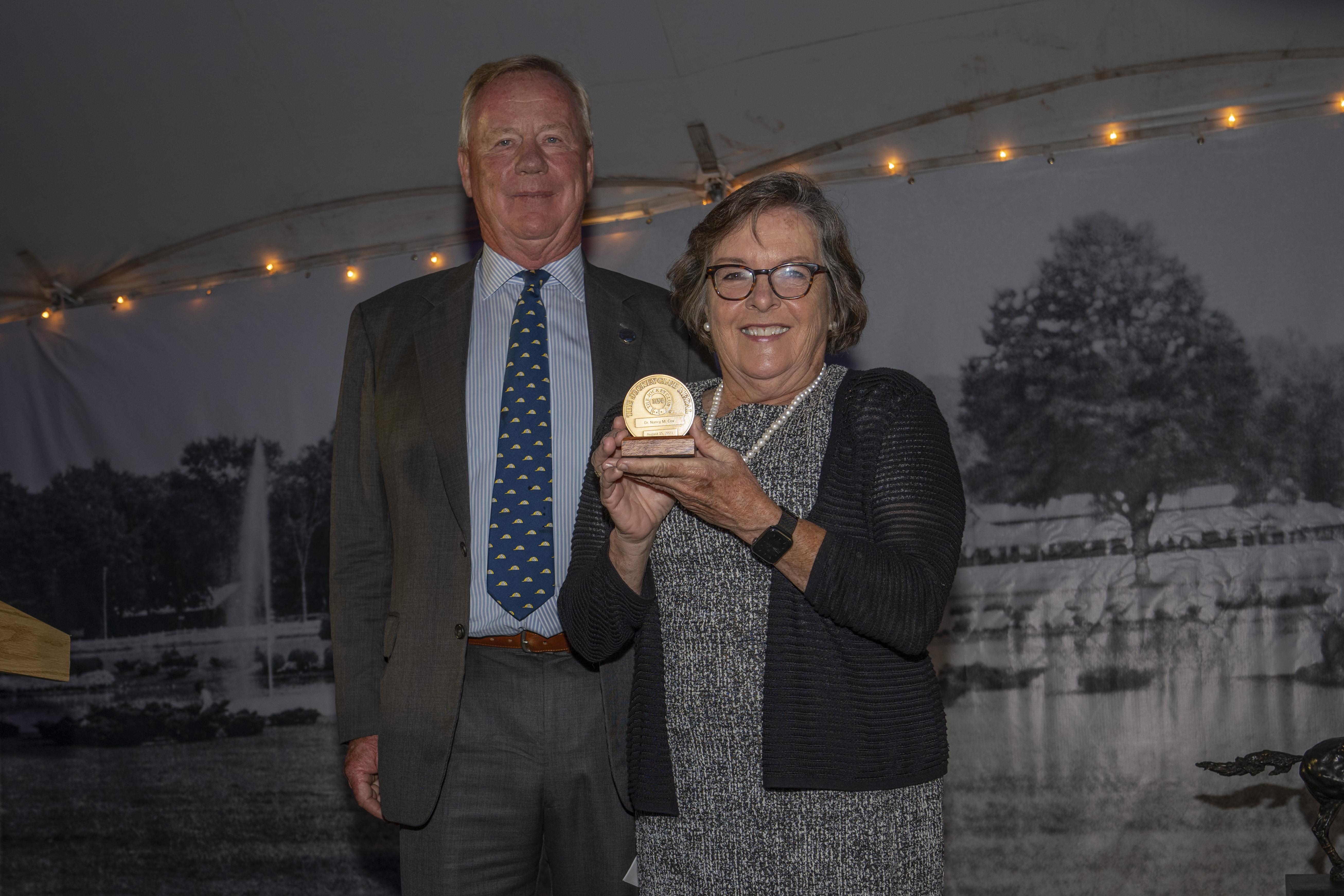 Nancy Cox and Stuart S. Janney, III, Chairman of the Jockey Club, Aug. 14, at The Jockey Club Chairman’s Dinner at the National Museum of Racing and Hall of Fame