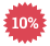 Red starburst shape with 10% text