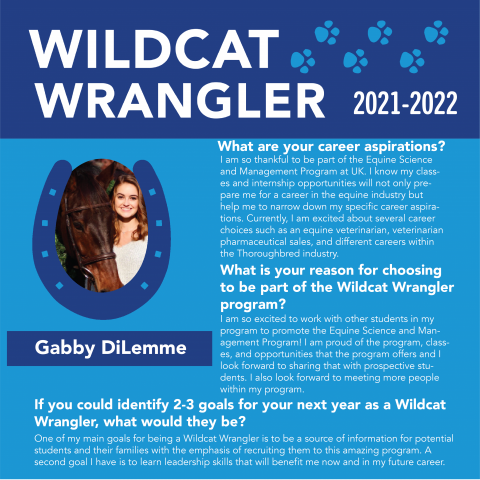 Wildcat Wrangler Bio for Gabby DiLemme